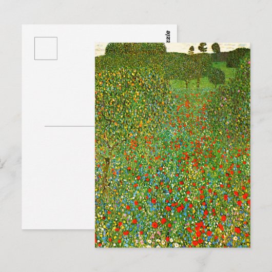 Het beroemde schilderij van Gustav Klimt Mohnfeld  Briefkaart (Voorkant / Achterkant)