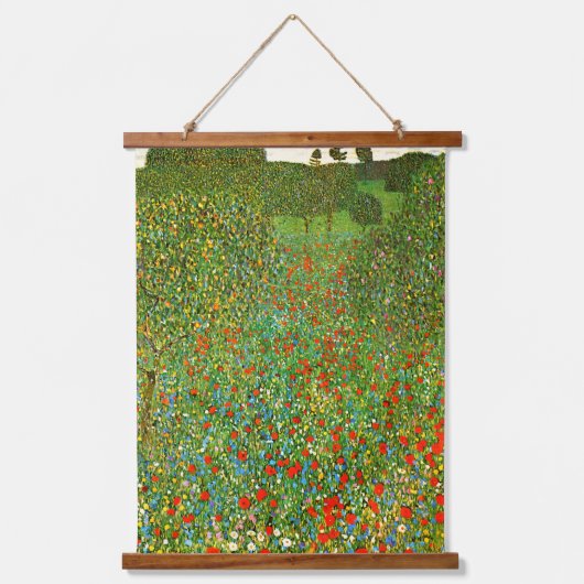 Het beroemde schilderij van Gustav Klimt Mohnfeld  Hangend Wandkleed (Voorkant)