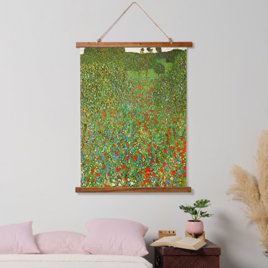 Het beroemde schilderij van Gustav Klimt Mohnfeld  Hangend Wandkleed (Slaapkamer)