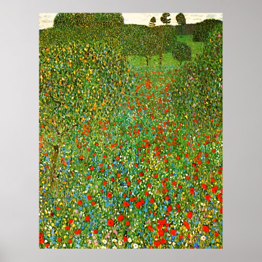 Het beroemde schilderij van Gustav Klimt Mohnfeld Poster (Voorkant)
