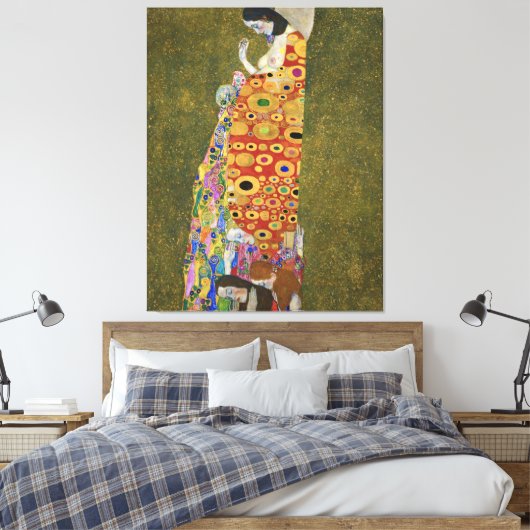 Het beroemde schilderij van Gustav Klimt's Hope II Canvas Afdruk (Insitu (Slaapkamer))