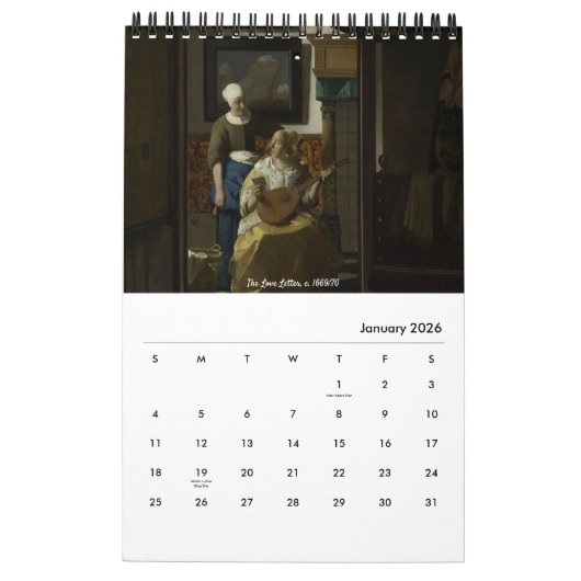 Het beroemde schilderij van Vermeer Kalender (Jan 2026)
