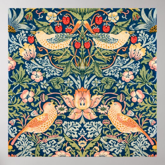 het beroemde Strawberry Thief-patroon van William Poster (Voorkant)