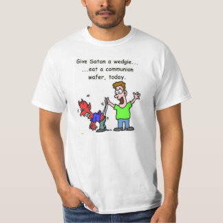 Het beruchte T-shirt "Geef Satan A Wedgie"