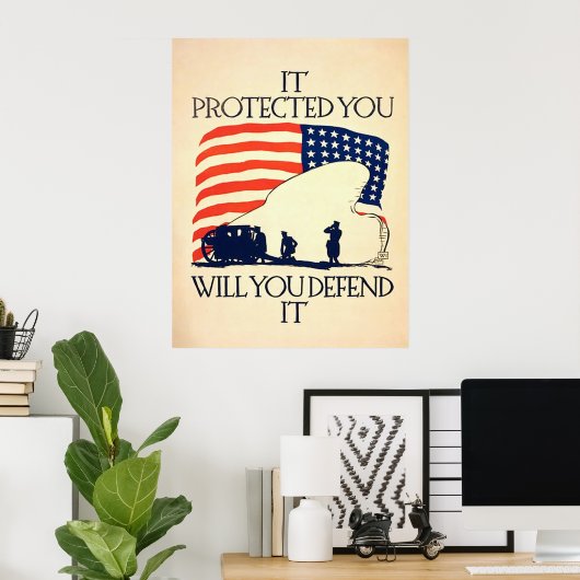 Het beschermde je ~  Wereldoorlog 1. Poster (Thuiskantoor)