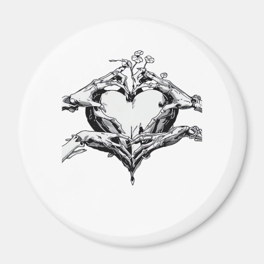 Het beschermen van een hart - Skeleton Hand Heart Magneet (Voorkant)