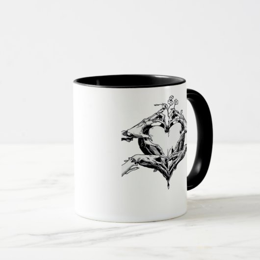 Het beschermen van een hart - Skeleton Hand Heart Mok (Voorkant rechts)