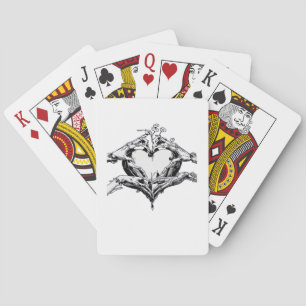 Het beschermen van een hart - Skeleton Hand Heart Pokerkaarten