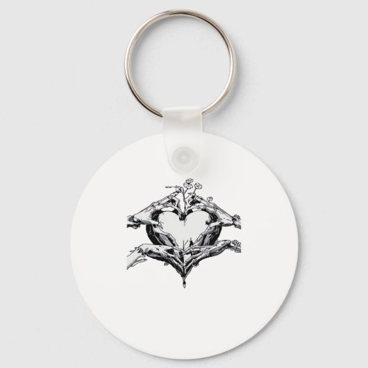 Het beschermen van een hart - Skeleton Hand Heart Sleutelhanger (Voorkant)