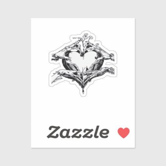 Het beschermen van een hart - Skeleton Hand Heart Sticker (Vel)