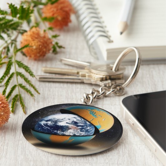 Het beschermende Hoesje van de aarde Sleutelhanger (Zijkant)