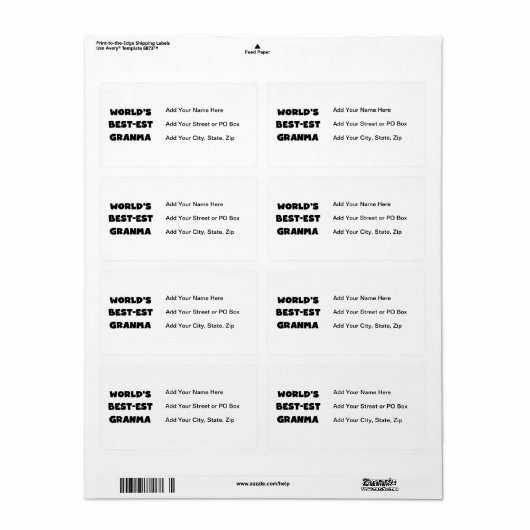 Het best-est-Beste Zwart-witte Granma van de Etiket (Full Sheet)