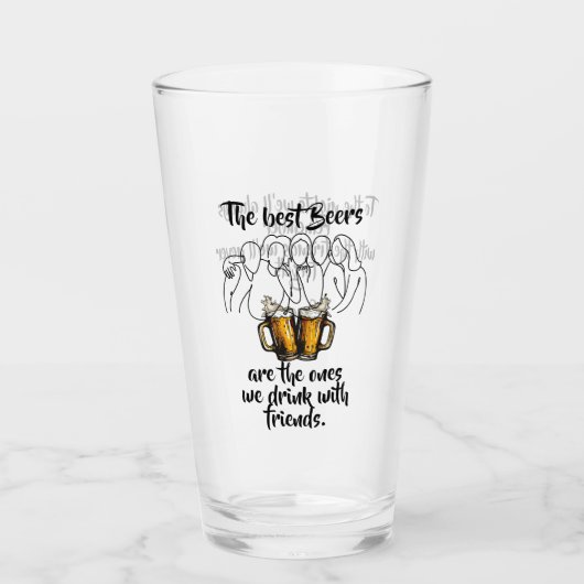 "Het beste bier is met vrienden" Bier Glas (Voorkant)