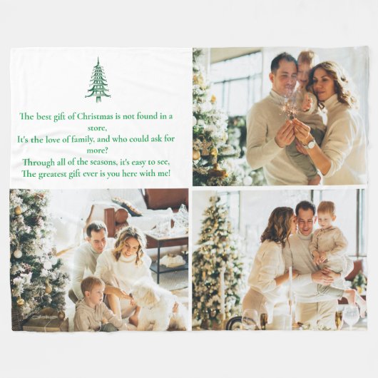 Het beste cadeau, familie, Kerstpagode 3-Foto Fleece Deken (Voorkant (Horizontaal))