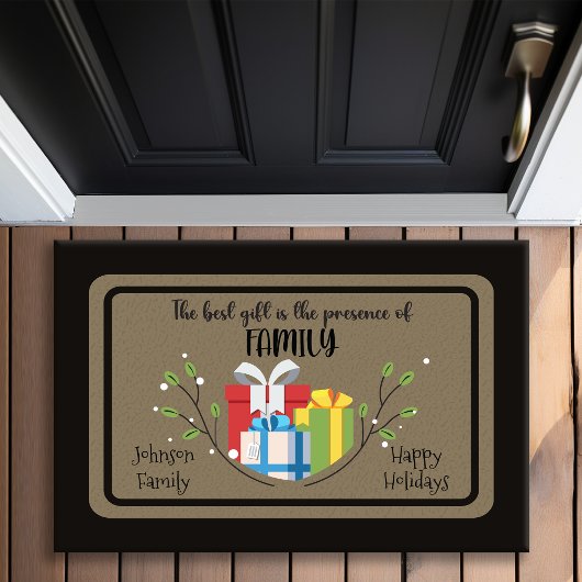 Het beste cadeau is een gepersonaliseerde kerstdag deurmat