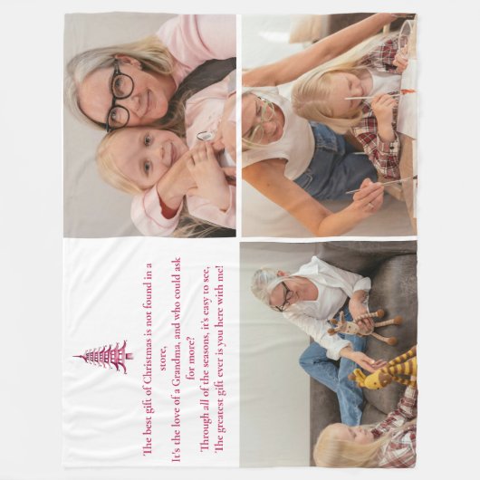 Het beste cadeau, oma, kerstpagode 3-foto fleece deken (Voorkant)