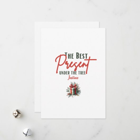Het beste Cadeau onder de boom,  Xmas Feestdagenkaart (Voorkant / Achterkant in situ)
