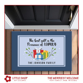 Het beste geschenk is een kerst met familiemonogra deurmat
