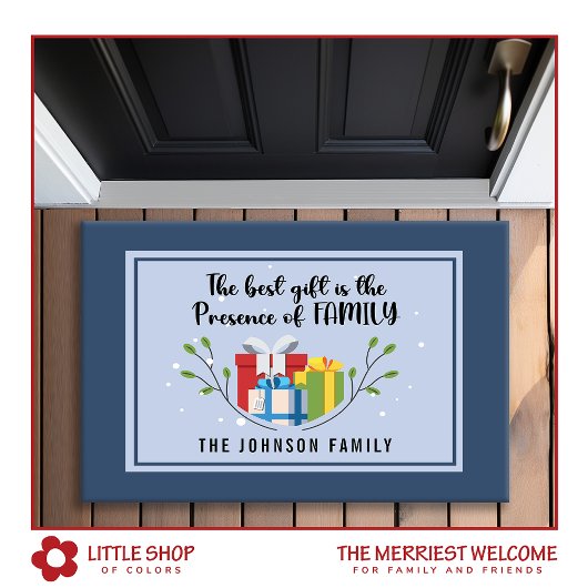 Het beste geschenk is een kerst met familiemonogra deurmat