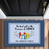 Het beste geschenk is een kerst met familiemonogra deurmat