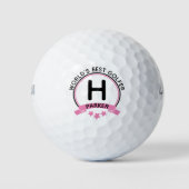 Het beste Golfer roze gepersonaliseerde monogram t Golfballen (Voorkant)