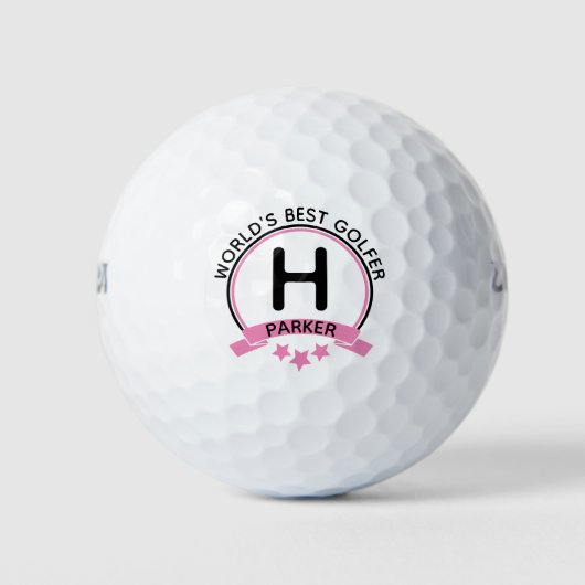 Het beste Golfer roze gepersonaliseerde monogram t Golfballen (Voorkant)