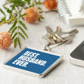 Het beste. Husband. Ooit. (blauw) Sleutelhanger (Zijkant)