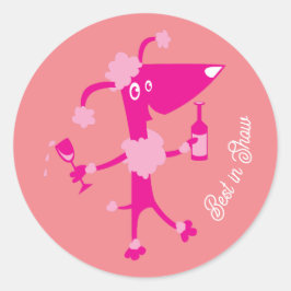 Het beste in Show Drink Poedel Hond Ronde Sticker
