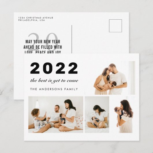 Het beste is nog maar nieuwjaar 4 Foto Holiday Briefkaart (Voorkant / Achterkant)