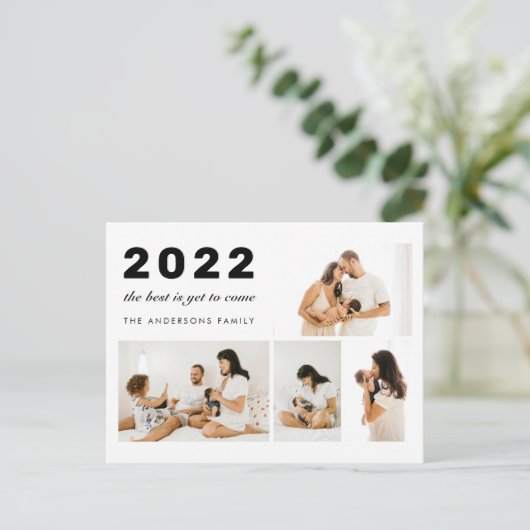 Het beste is nog maar nieuwjaar 4 Foto Holiday Briefkaart (Staand voorkant)