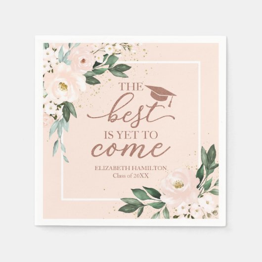 Het beste is nog te komen blozen Bloemen Afstudeer Servet (Voorkant)