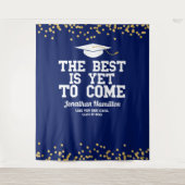 Het Beste Komt Nog Blauwe Afstudeerfeest Achtergro Wandkleed (Voorkant)