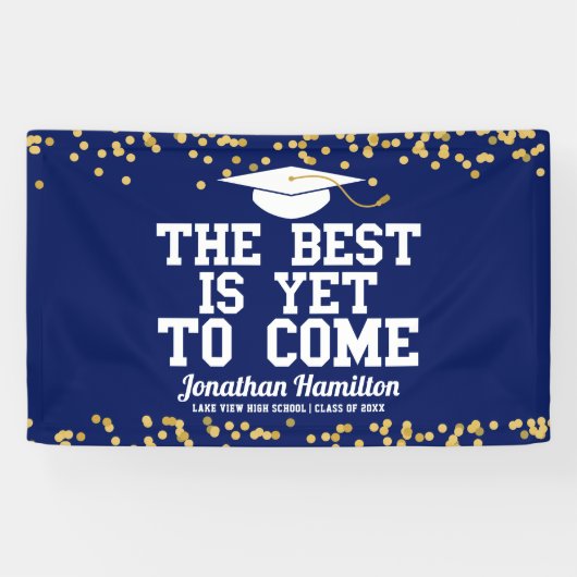 Het beste komt nog Blauwe Afstudeerfeest Spandoek (Horizontaal)