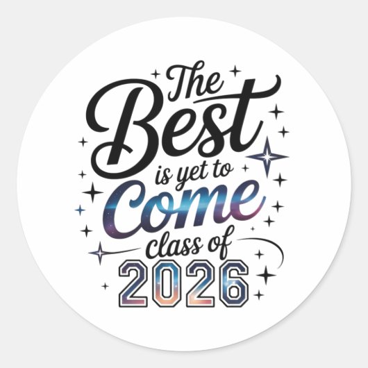 Het Beste Komt Nog Klas van 2026 Ronde Sticker (Voorkant)
