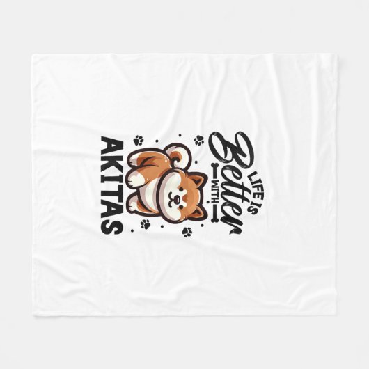 Het beste leven met Akita Fleece Deken (Voorkant (Horizontaal))