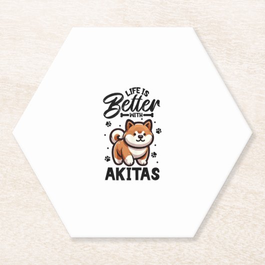 Het beste leven met Akita Kartonnen Onderzetters (Voorkant)