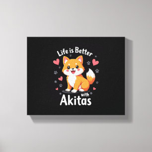 Het beste leven met Akita Tanktop Canvas Afdruk