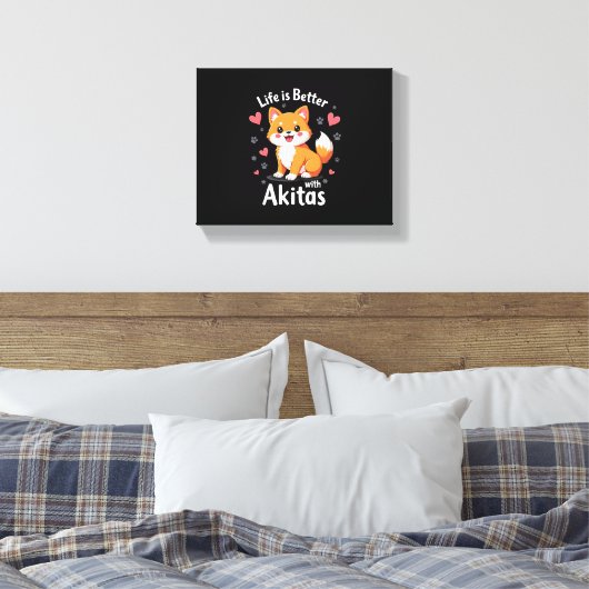 Het beste leven met Akita Tanktop Canvas Afdruk (Insitu (Slaapkamer))