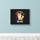 Het beste leven met Akita Tanktop Canvas Afdruk (Insitu (Houten vloer))