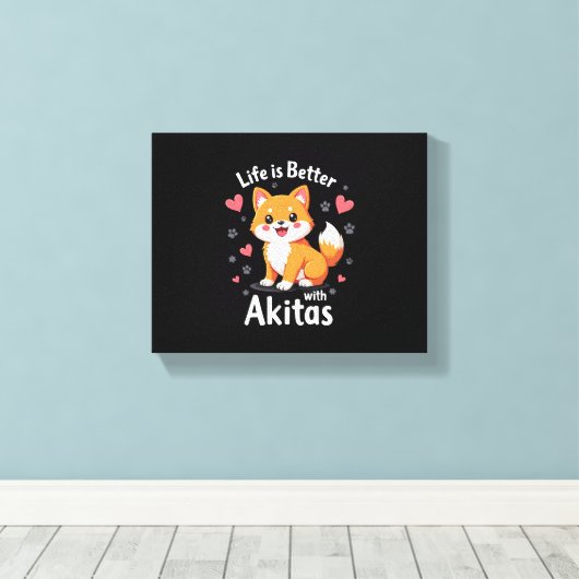 Het beste leven met Akita Tanktop Canvas Afdruk (Insitu (Houten vloer))