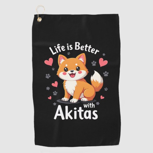 Het beste leven met Akita Tanktop Golfhanddoek (Voorkant)