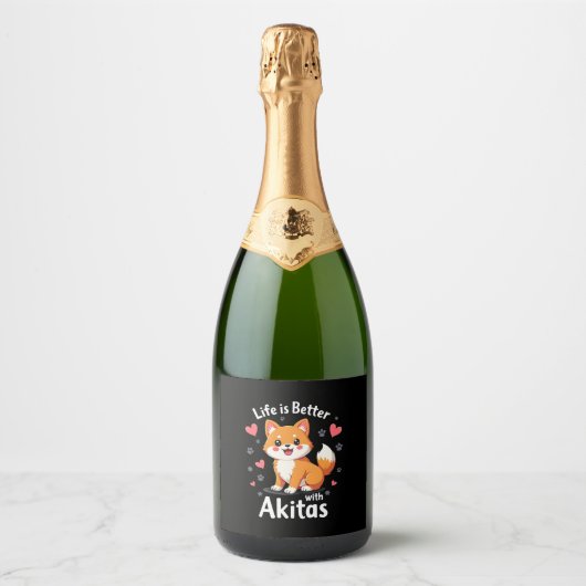 Het beste leven met Akita Tanktop Sparkling Wijnetiket (Voorkant)