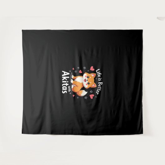 Het beste leven met Akita Tanktop Wandkleed (Voorkant (horizontaal))