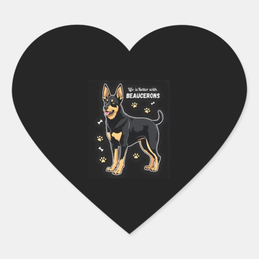 Het beste leven met Beauce Sheepdog Tanktop Hart Sticker (Voorkant)