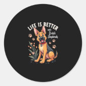 Het beste leven met Dutch Shepherd Tanktop Ronde Sticker (Voorkant)