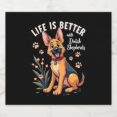 Het beste leven met Dutch Shepherd Tanktop Sparkling Wijnetiket (Enkel label)