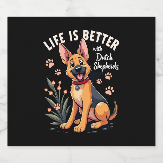 Het beste leven met Dutch Shepherd Tanktop Sparkling Wijnetiket (Enkel label)