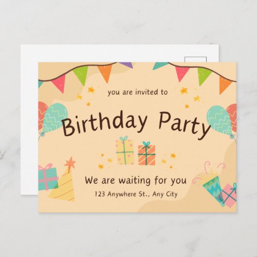 Het beste model voor de verjaardag uitnodiging (Voorkant / Achterkant)