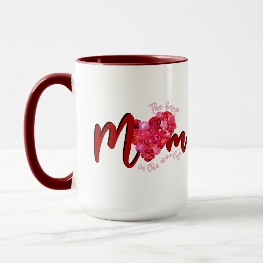 Het Beste Moeder Roze Rode Rozen Hart Script Mok (Links)