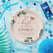 Het beste moet nog komen Blush Floral Afstudeerder Papieren Bordje (Feest)